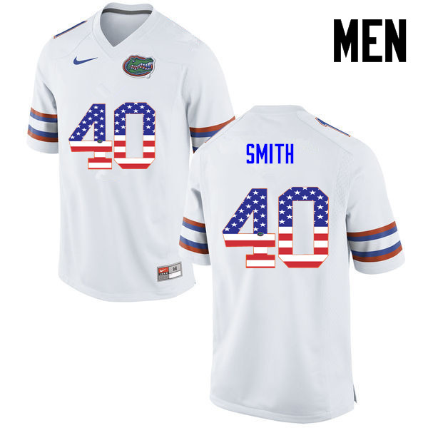 Men Florida Gators #40 Nick Smith College Football USA Flag Fashion Jerseys-White